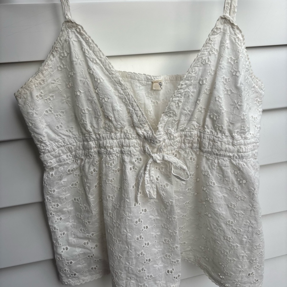 John Galt/Brandy Melville White Eyelet Lace Women's Top